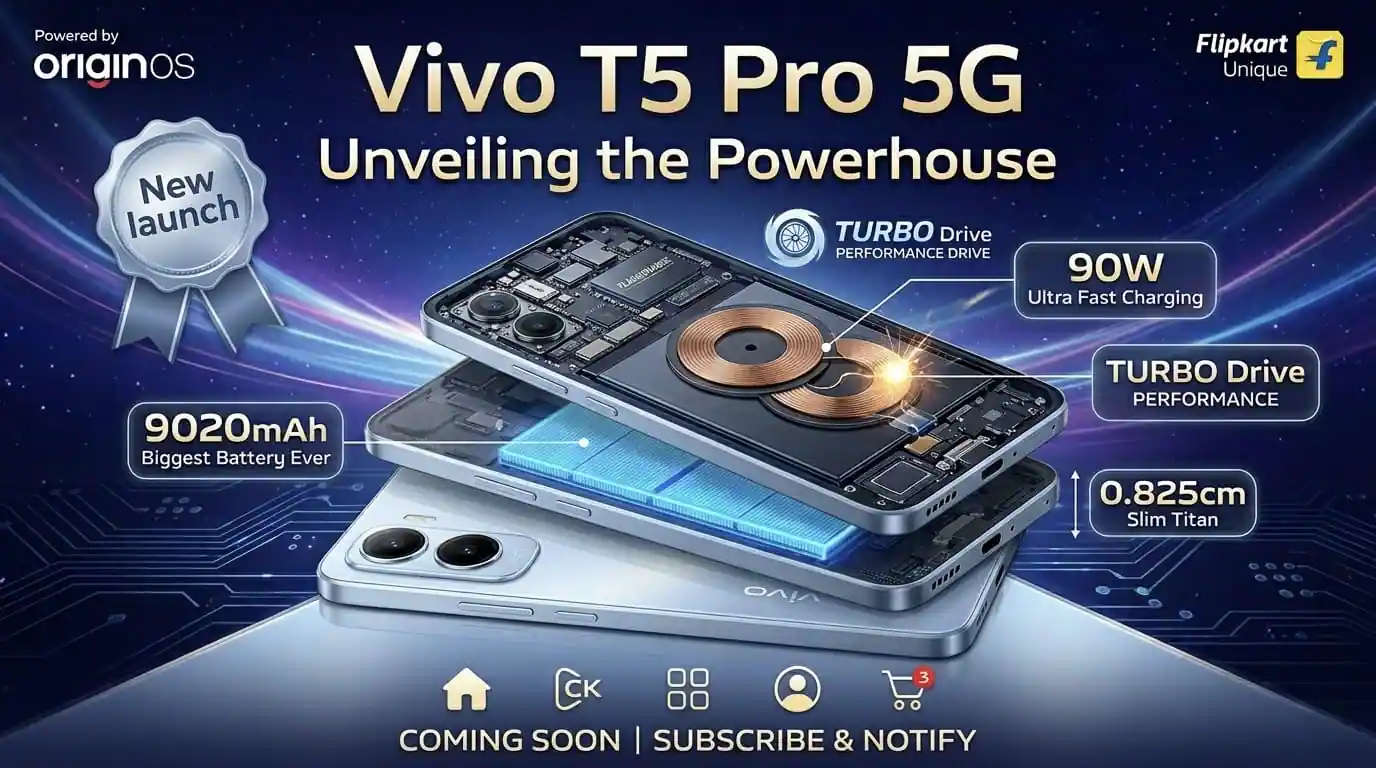Vivo T5 Pro 5G Launched in India – Slimmest Phone with 9020mAh Battery