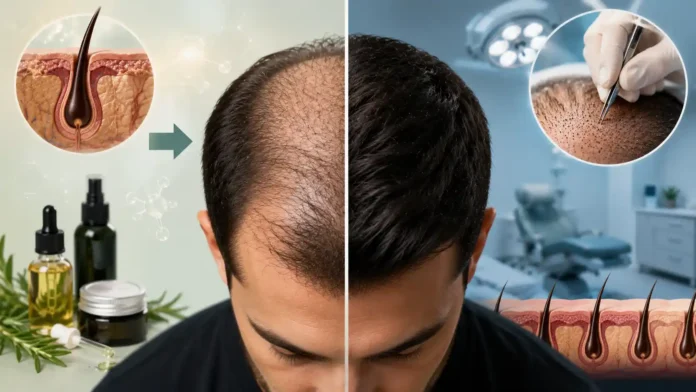 hair regrowth vs hair transplant comparison