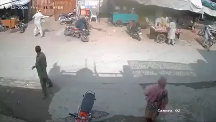 Viral shooting video in Pakistan showing an unverified CCTV shooting incident involving a motorcyclist